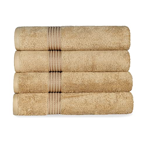Superior Classic Ultra-Soft Absorbent 4-Piece Egyptian Cotton Bath Towel Set, 30" X 54" Toast, 4 Pieces #TOP11