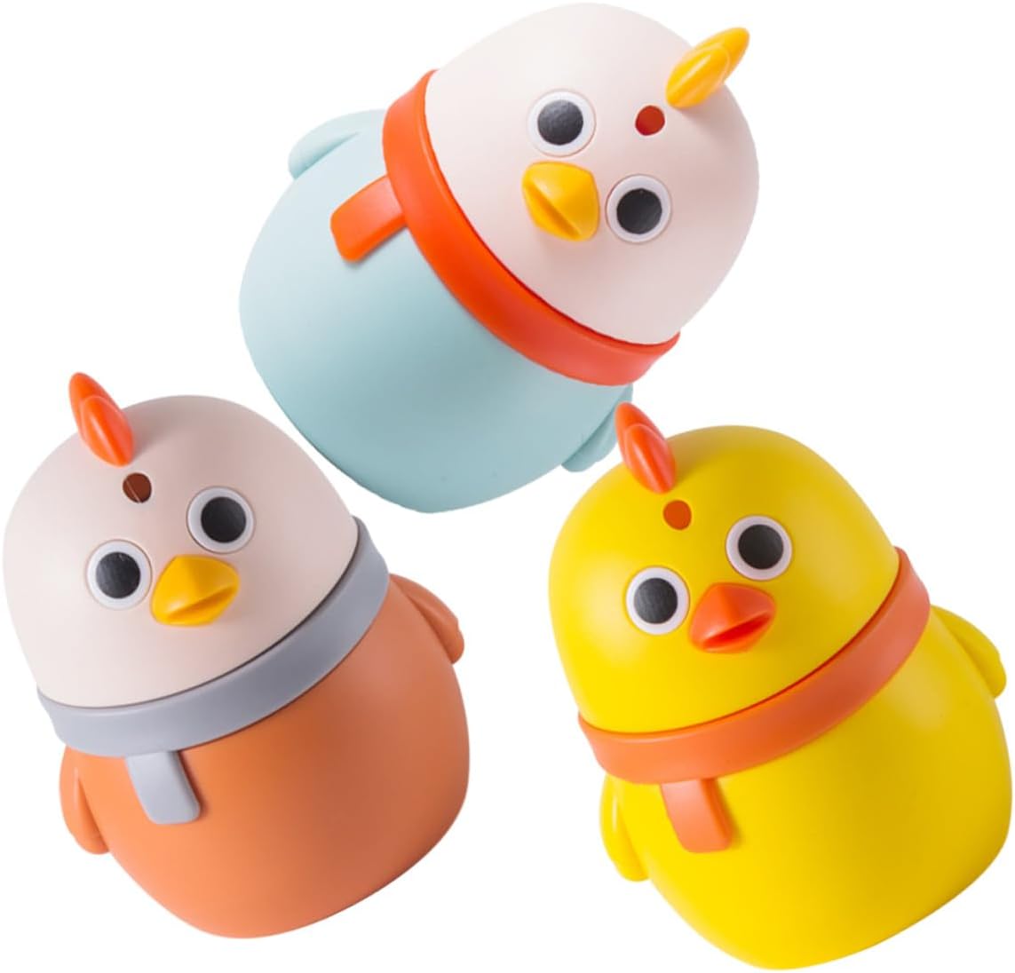 3pcs Press-type Plastic Toothpick Holder with Lid Cute Cartoon Chick Design Portable Toothpick Dispenser Storage Jar for Kitchen and Dining Table