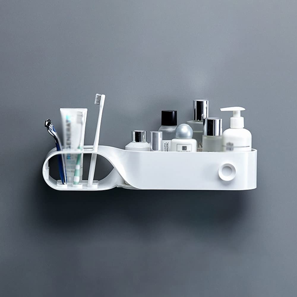 SDGBCXD bathroom shelves, Wall-Mounted Shower Caddy Storage Rack for Shampoo, Cosmetics, Towels & Toothbrushes(White 1pcs)