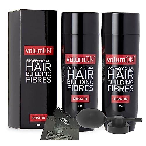 VOLUMON Keratin Hair Building Fibres x2, Instantly Conceals Thinning Areas for Fuller Thicker Hair