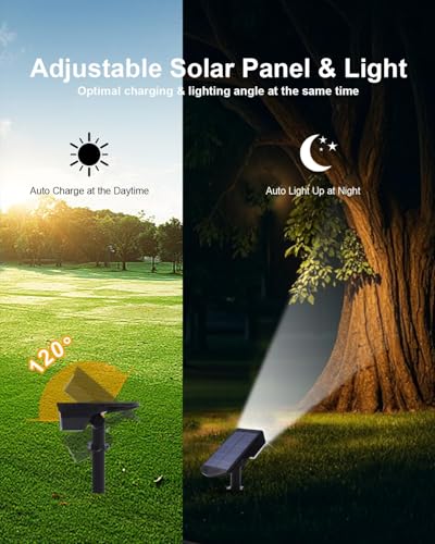 Image of 1 Pack Solar Spot Lights Outdoor Waterproof, 20 LEDs Bright Landscape Spotlights Dusk to Dawn, Cool White Adjustable Uplights for Yard Tree House Garden Wall Pathway, IP65
