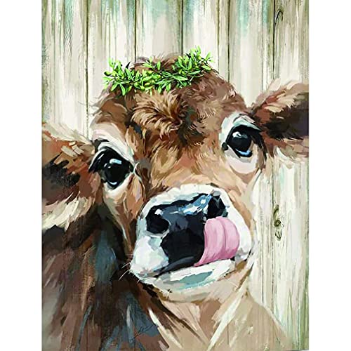 Cross Stitch Kits,Cow Cross Stitch Kits Stamped Cross Stitch For Beginners, Arts And Crafts Embroidery Kits For Home Decor 12x16Inch