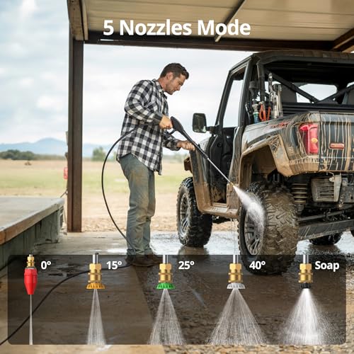 AMERISUN Gas Pressure Washer 3800 PSI 2.5 GPM, Gas Powered Pressure Washer 212CC 4-Stroke OHV Engine, 10" Wheels 5 Nozzle Set for Cars Fences Driveways Patios Furniture Home thumbnail 5