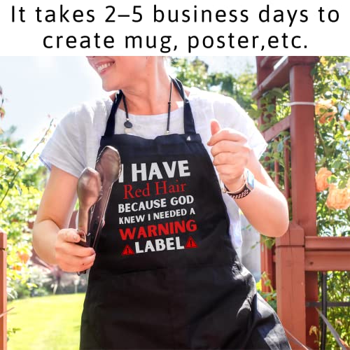 FunnyLazy kids i have red hair because god knew i needed a warning label Apron - 1 Size fits all Black Apon Kitchen Decor