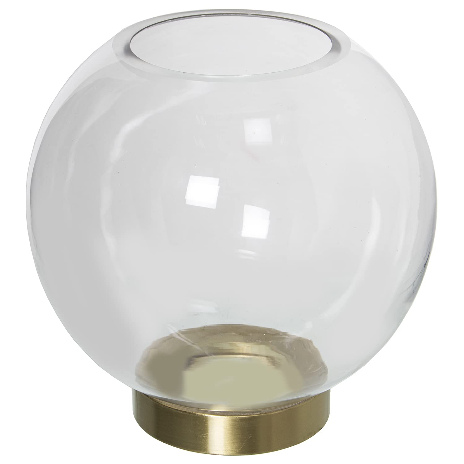 Vase photophore cristal transparent bougeoir pied doré 20x22cm lanterne de table