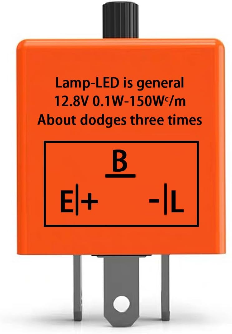 CF-13 Led Flasher Relay 3 Pins Turn Signal Flasher for Led Lights CF13 EP34, 12V Electronic Fixing Hyper Blink Speed Adjustable Flash Resolve Rapid Quick Flash Issue Signal Indicator(1PCS)
