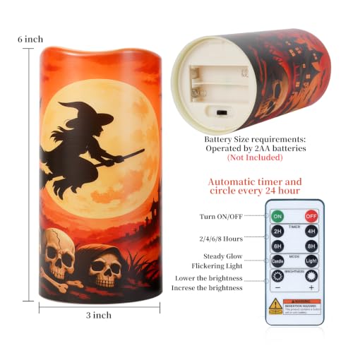 Image of Amagic 3 inchx6 inch Halloween Flameless Candles, Waterproof LED Pillar Candles