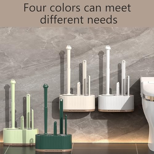 Image of Basaza Toilet Brush and Holder Set Hidden Toilet Scrub Brush for Bathroom Toilet Bowl Cleaner Brushes & Holders 4 in 1 Bathroom Accessories Floor Standing or Wall Mounted
