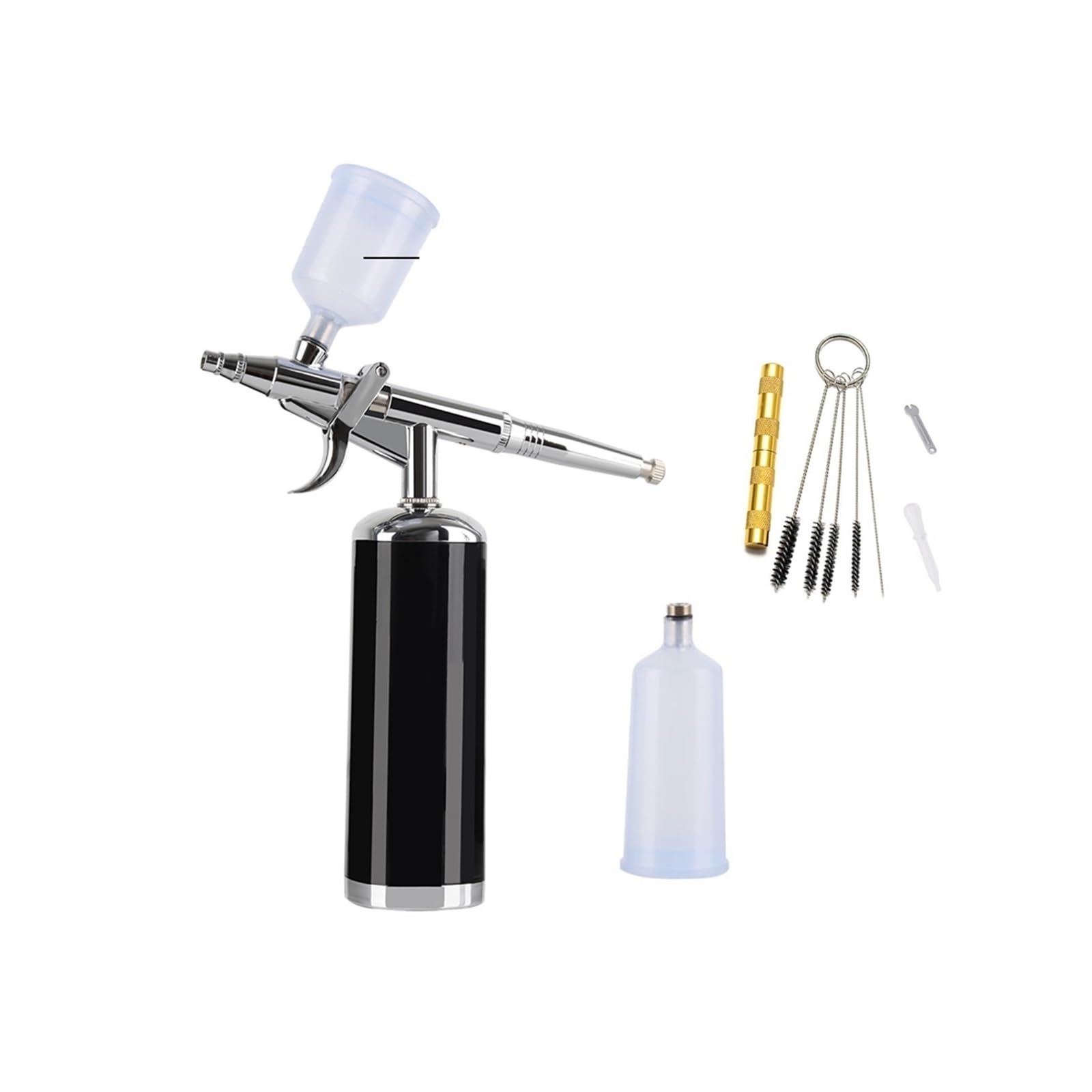 Aerografo con kit compressore Mini 25 Psi 0,3 mm Ugello Trigger Gun Nail Art Design Tattoo Controllo Preciso(METU40 C Black)