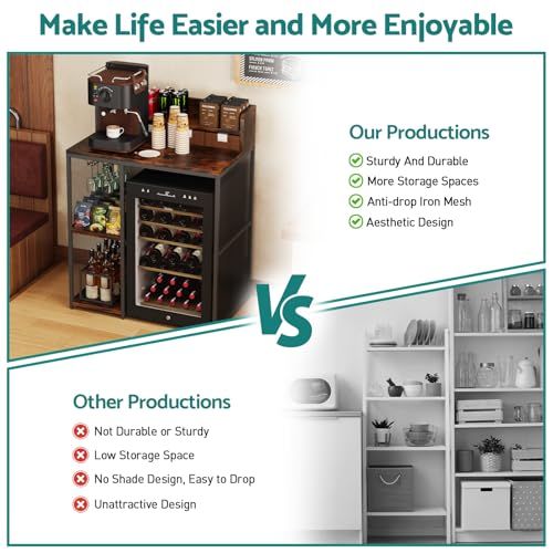 4-Tier Industrial Style Mini Fridge & Microwave Oven Stand (Rustic Brown) - image 6