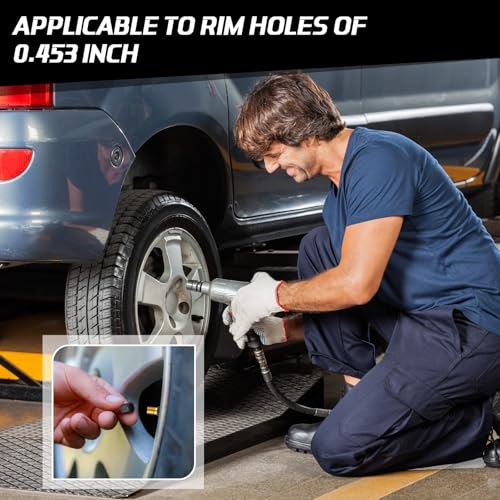 Image of Tallew 20 Pieces TR413 Tire Valve Stems, Rubber Snap-in Tubeless, Black | for 0.454 Inch Rim Holes Car Tubeless Tires, Standard Length Replacement, Bulk for Auto Repair Shops, Black Snap in Design