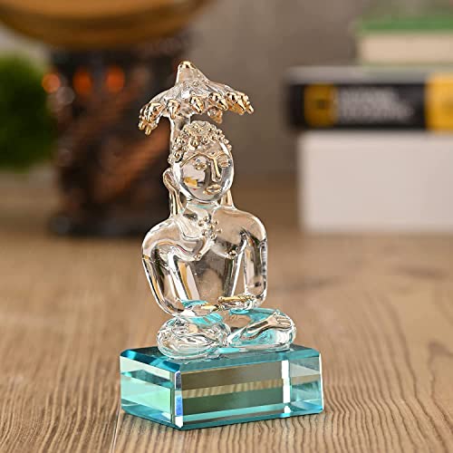 Statue de Bouddha antistress en verre transparent, déco zen petit espace