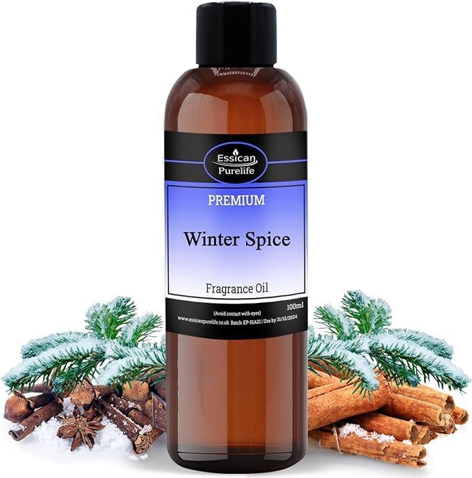 Essican Purelife Winter Spice Fragrance Oil for Candle Making Scents 100ml, Scented Oils for Humidifier - Long Lasting Aroma Candle Scents Wax Melt Fragrance Oils for Soap Making & Bath Bombs