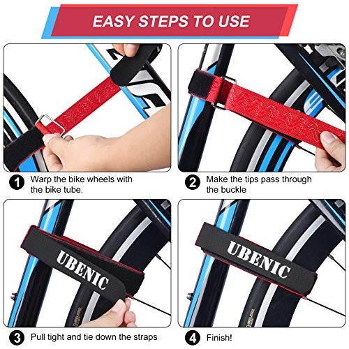 Ubenic 4 Pcs Adjustable Bike Rack Strap 29.5\" Bike Rack Straps with Buckle Gel, Hook and Loop, Storage Strap for Bicycle Wheel, Bike Stabilizer Replacement, Bicycle Accessories, Securing Cinch Straps - Thumbnail 3