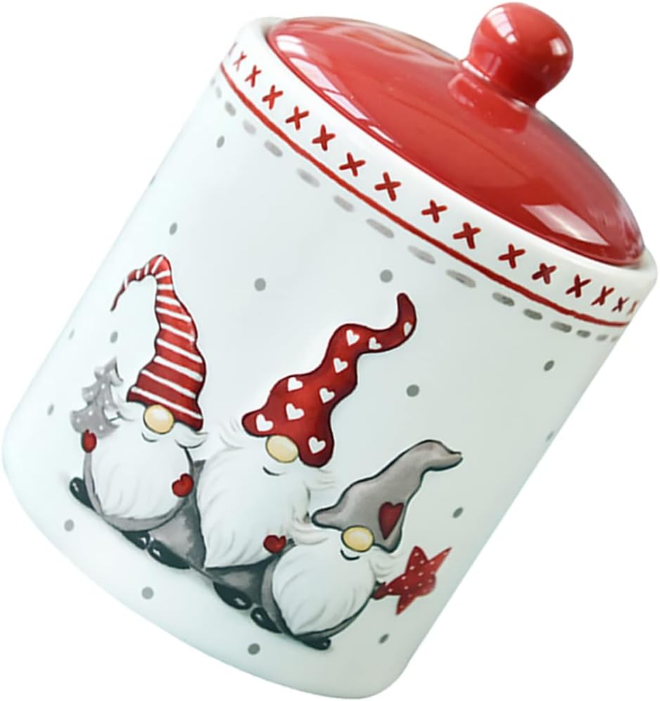 Angoily Ceramic Gnome Cookie Jar, Small Ceramic Christmas