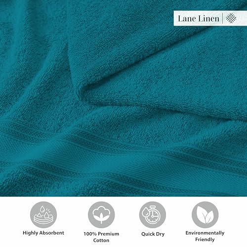 Image of Lane Linen Luxury Bath Towels Set - 3 Piece Set, 100% Cotton Bathroom Towels, Zero Twist, Quick Dry Absorbent Bath Towel, Super Soft, 1 Bath Towel, 1 Hand Towel, 1 Wash Cloths - Sea Port