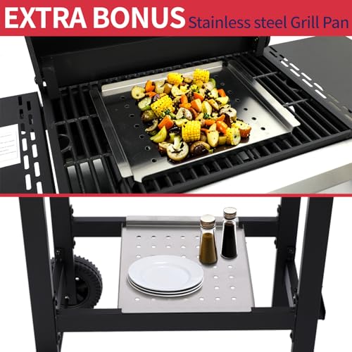 3-Burner Propane Gas Grill with Cast Iron Grate, 30,000 BTU Output & 252 Sq. Inch Cooking Space, Easy-Clean System & Foldable Side Tables for Outdoor BBQ (3-Burner) - Image 5