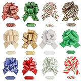 JIWINNER 36 Pcs Bows for Gift Wrapping,Christmas Wrapping Ribbon,Pull Bows for Presents/Wedding Bouquet/Valentine's Day Basket Decoration
