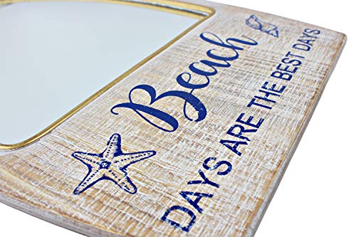 MACVAD Rustic Wood Framed Wall Mirror for Beach House, Decorative Wood Wall Mirror for Bathroom, Living Room, Beach Theme Bathroom Decor, Whitewashed 15 x 24 Inchs - Image 4