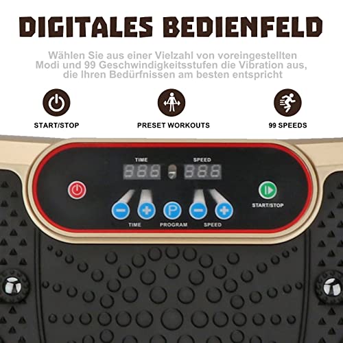 Vibrationsplatte Vibrationstrainer mit Ferdienung und 2 Bändern, Sportgerät für Zuhause, LED Display, Anti-Slip, 1-99… – Bild 5