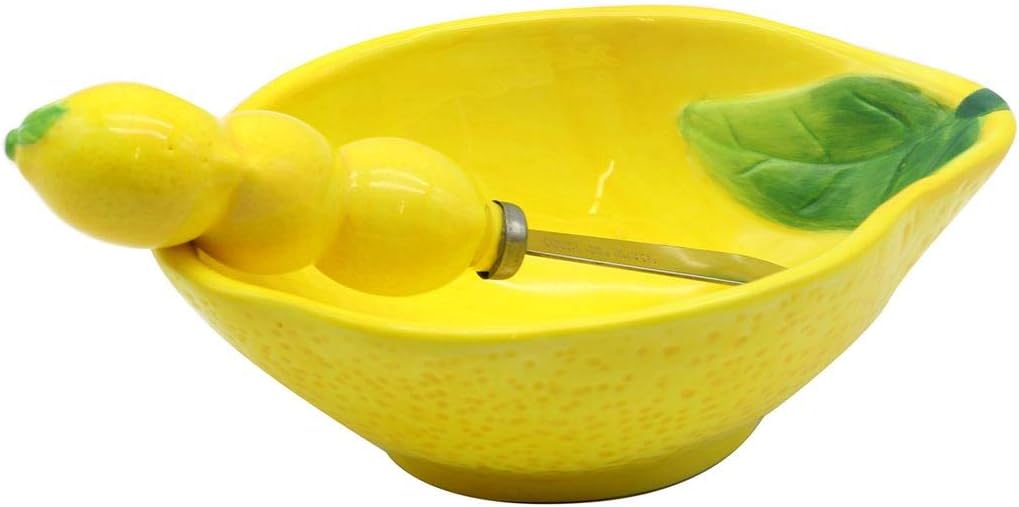 DEI Bowl Dip Bowl & Spreader Set, 6.75 x 5.0 x 3.5, Yellow