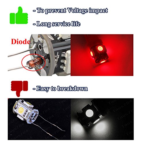 BOODLED 50-Pack 194 192 Red LED Bulb 12V,120LM 6000k Car Interior and Exterior T10 5SMD 5050 Chips Replacement For W5W 168 2825 Map Dome Courtesy License Plate Side Marker Light (50xH-T10-5050-5-R)