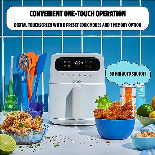 CRUX x Marshmello 3.0 QT Digital Air Fryer with TurboCrisp Technology, Touch Screen Temperature Control, Timer and Auto Shut-off, Fully Programmable, Silicone Cupcake Molds Included, White image 6