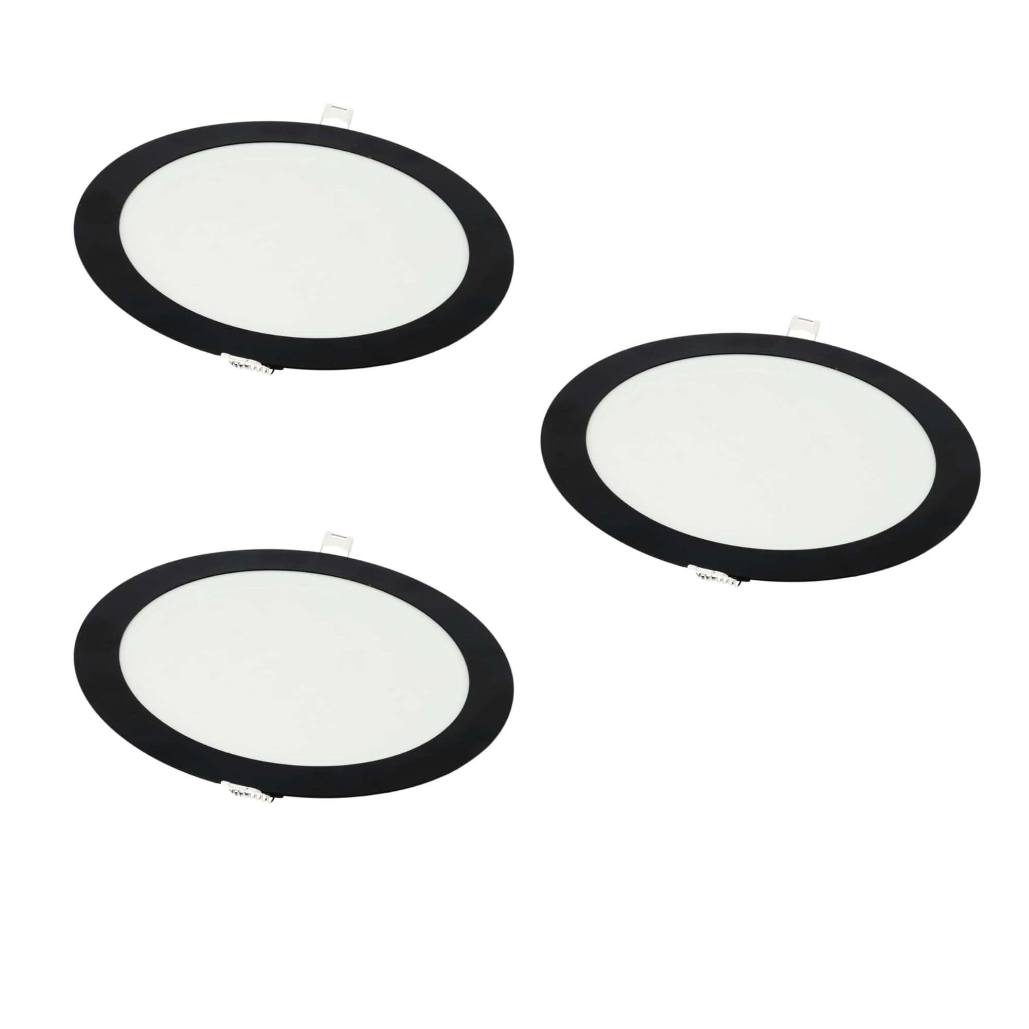 Jandei - Zestaw 3 x oprawa LED 18 W, okrągłe, wpuszczane, 1440 Lum, wnętrze IP20, czarna rama, puste cięcie Ø 200-Ø 205 mm, ekstra płaski 13 mm, transformator w zestawie (neutralna biel 4200k)