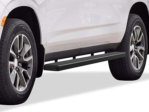 APS - Estribos de 5 pulgadas en negro mate compatibles con Chevy Suburban 2021-2026 de acero inoxidable (escalones laterales - barras laterales)