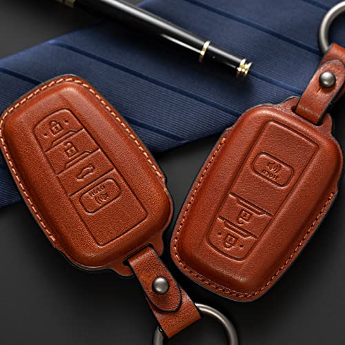 Image of Compatible with Toyota Key fob Cover Leather Toyota Keychain Holder case Protector Avalon Camry TRD Corolla Highlander Prius Prime RAV4 Prime CHR Accessories