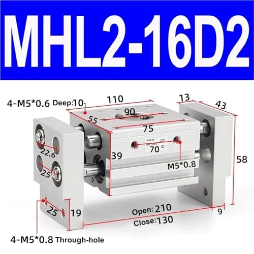 Pince pneumatique MHL2 double effet mécanique synchrone type T - 3
