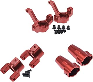 Alloy Front Hub Carrier/Rear Axle Cover Bushing/Steering Hub Carrier for RC RedCat 1/10 Everest Gen7 Pro/Sport (Red)