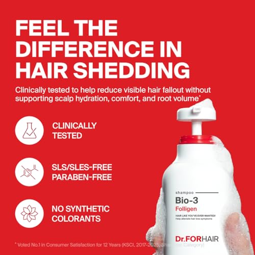 Dr.FORHAIR Folligen Bio-3 Shampoo | Korean Hair Care | Clarifying, Volumizing & Root Boost | For Hair Thickening & Fuller Looking, 16.91 fl oz