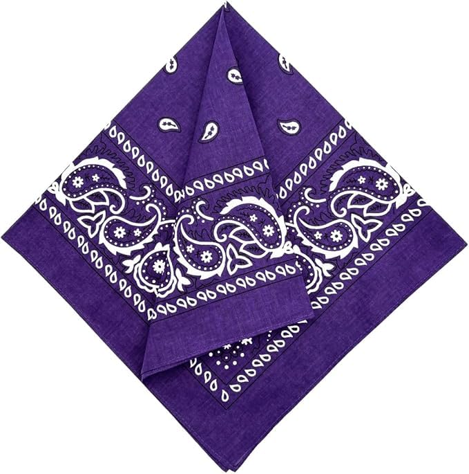 DIKHAWA Unisex Cotton Bandana/Head Wrap/Wristband/Face Cover/Handkerchief For Men And Women (PURPLE_50CM X 50CM_Pack of 5) 1