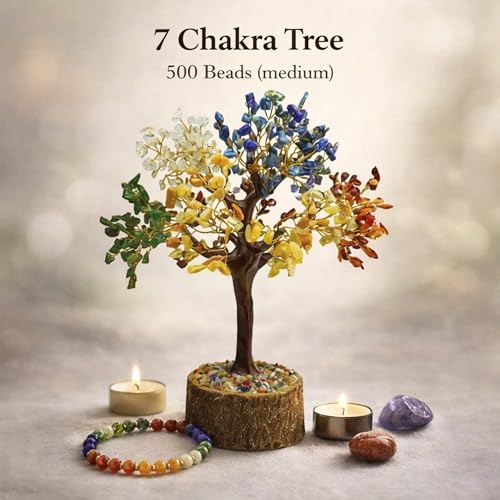 Image of REMEDYWALA Charged Energized Seven Chakra Crystal Tree 500 Beads for Reiki Healing