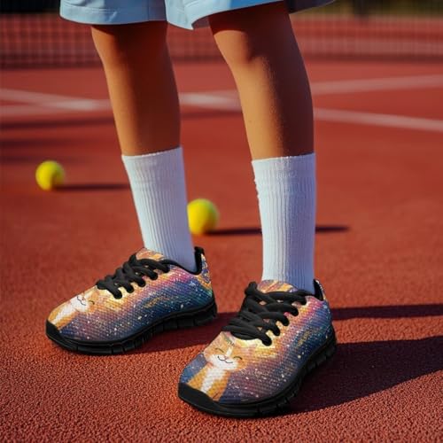 Cartoon Animal Kids Tennis Shoes Girls Lightweight Athletic Sneakers Outdoor Lace Up Sports Running Shoe for Little Kid Size11-13/ Big Kids Size1-54