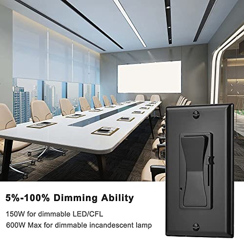 Keygma 0-10V Dimmer Switch, Decorator Rocker Light Switch For Dimmable 0-10V Led Flat Panel Light, 120-277V, Single-Pole Or 3-Way, Wallplate Included, Etl Listed (1 Pack) #TOP5