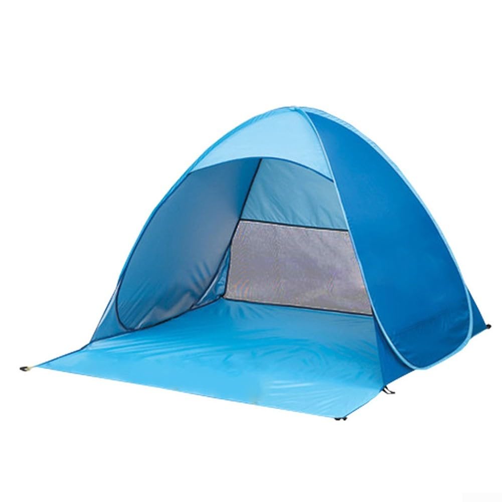 Tenda da spiaggia pieghevole istantanea con funzione di apertura automatica, protezione UV 50+ e picchetti in acciaio per ancoraggio sicuro al suolo