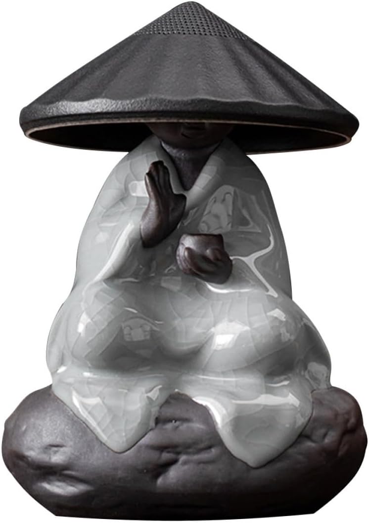 Tea Infuser with Hat Perforation Design Fine Mesh Filter for Loose Tea Leaves Compact Desktop Ornament Vivid Buddha Sculpture