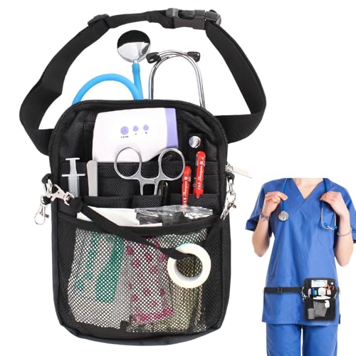 yowodana ナースポーチ ナースバッグ ウエストポーチ 仕事用 作業用 看護師 介護士 保育士 美容師 大容量 2way 腰掛け 多機能 作業用 工具入れ ウエストバッグ ベルト付き