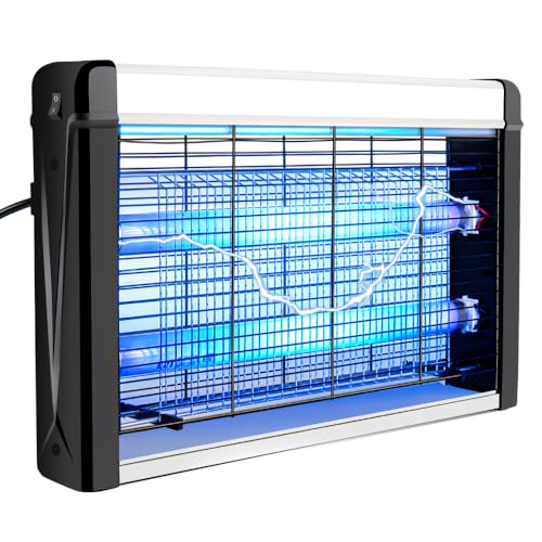 Hefite Raquette Electrique Insectes, 3500V Lampe Anti Moustique con Lámpara UV de 20 W, Tue Mouche Electrique con Rejilla de Seguridad para el Hogar, el Dormitorio, la Oficina, la Terraza y el Jardín