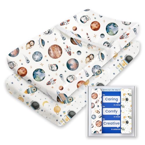 Image of Changing Pad Cover for Girls Boys, TotBasic Premium Soft Boho Changing Table Covers, Stretchy Jersey Changing Table Sheets - Fits All Standard Changing Tables - 2 Pack