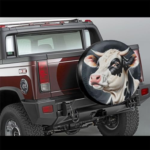Image of Cow Spare Tire Cover Wheel Protector Weatherproof Wheel Cover Universal Decorative Accessories for Camper RV SUV Travel Trailer 16 inch
