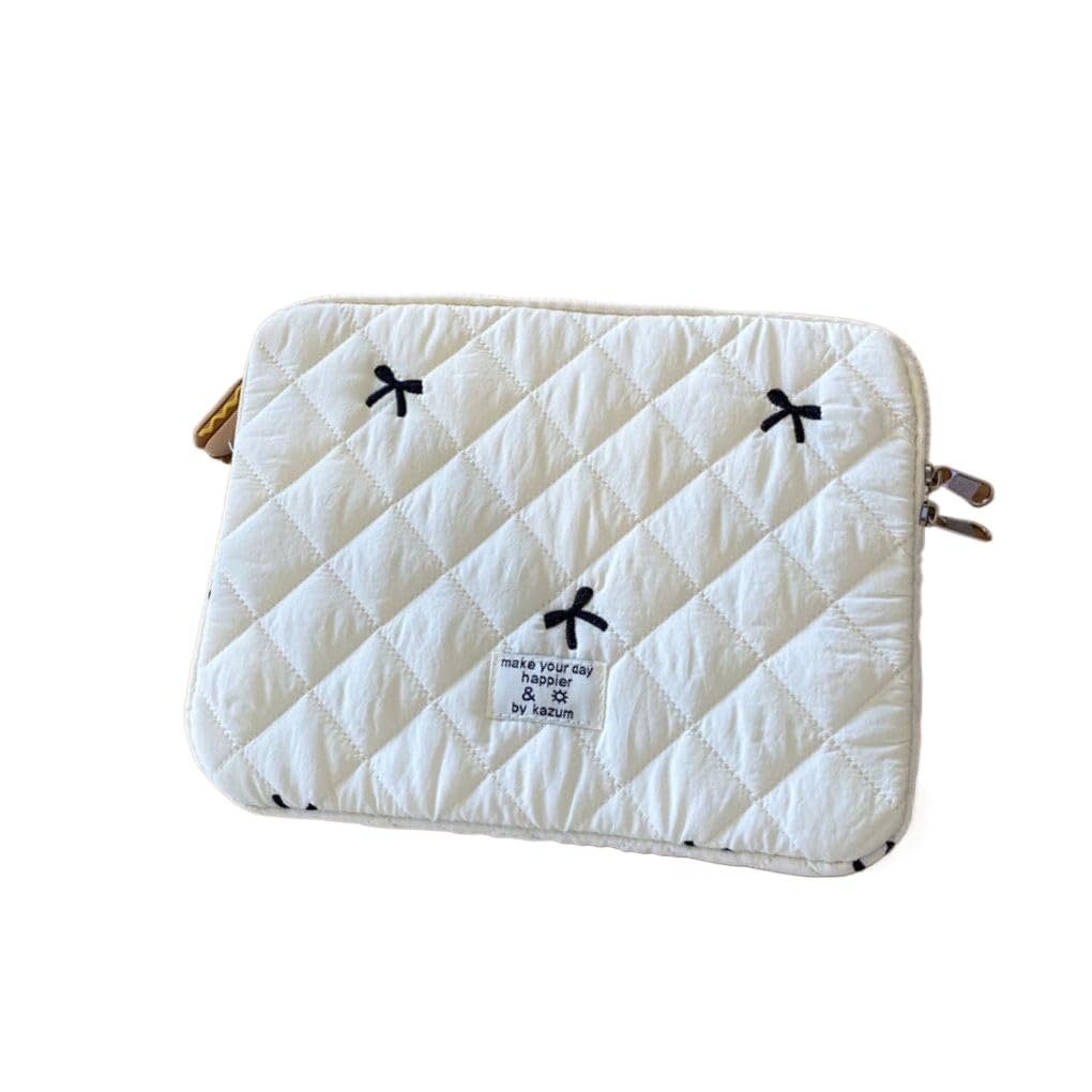kfvim Cute Bow Laptop Bag Coquette Bow Laptop Sleeve Aesthetic Computer Case Bag Kawaii Pad Computer Protect Case Pouch (13.6 inch,White)