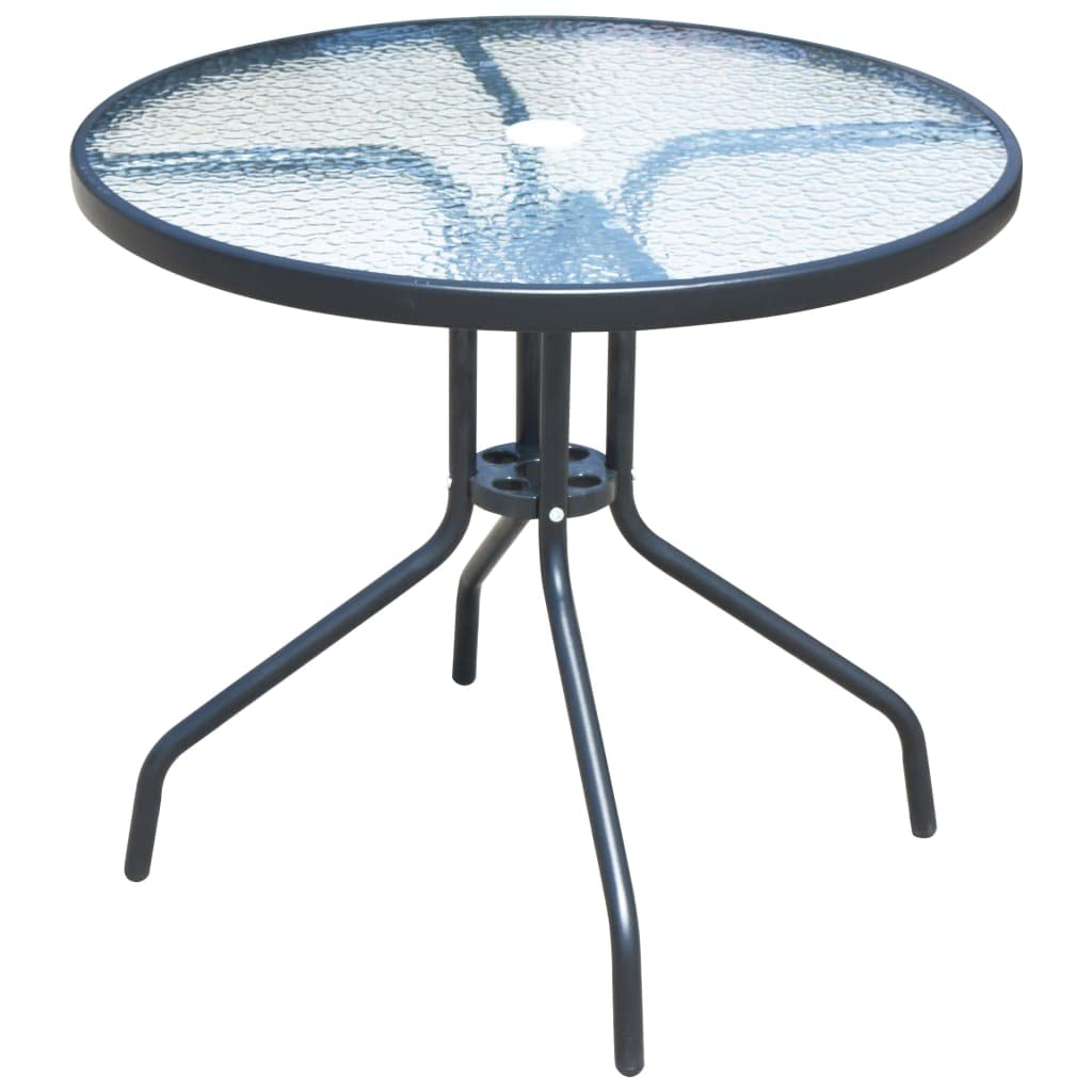 Set di Mobili da Giardino da 5 Pezzi in Acciaio, per Mangiare All'aperto, con Cuscini in Tessuto e Tavolo in Vetro Ondulato Temperato, per Giardino, Terrazza e Sala da Pranzo,