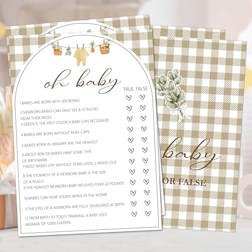 APIILVPQ Locally Grown Baby Shower Games, Oh Baby True or False Activity Cards for Party Decorations Favors, Farmer's Market Gender Reveal Party Game for 25 Guests - A06