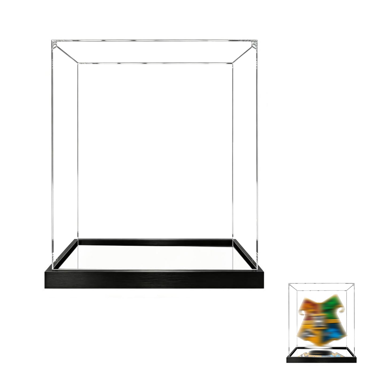 Acrylic Display Case for Lego 76462 Badge Model, Dustproof Clear Storage Box, UV Protection Display Box Compatible with 76462 (Model Not Included) (2mm-Mirror Base)