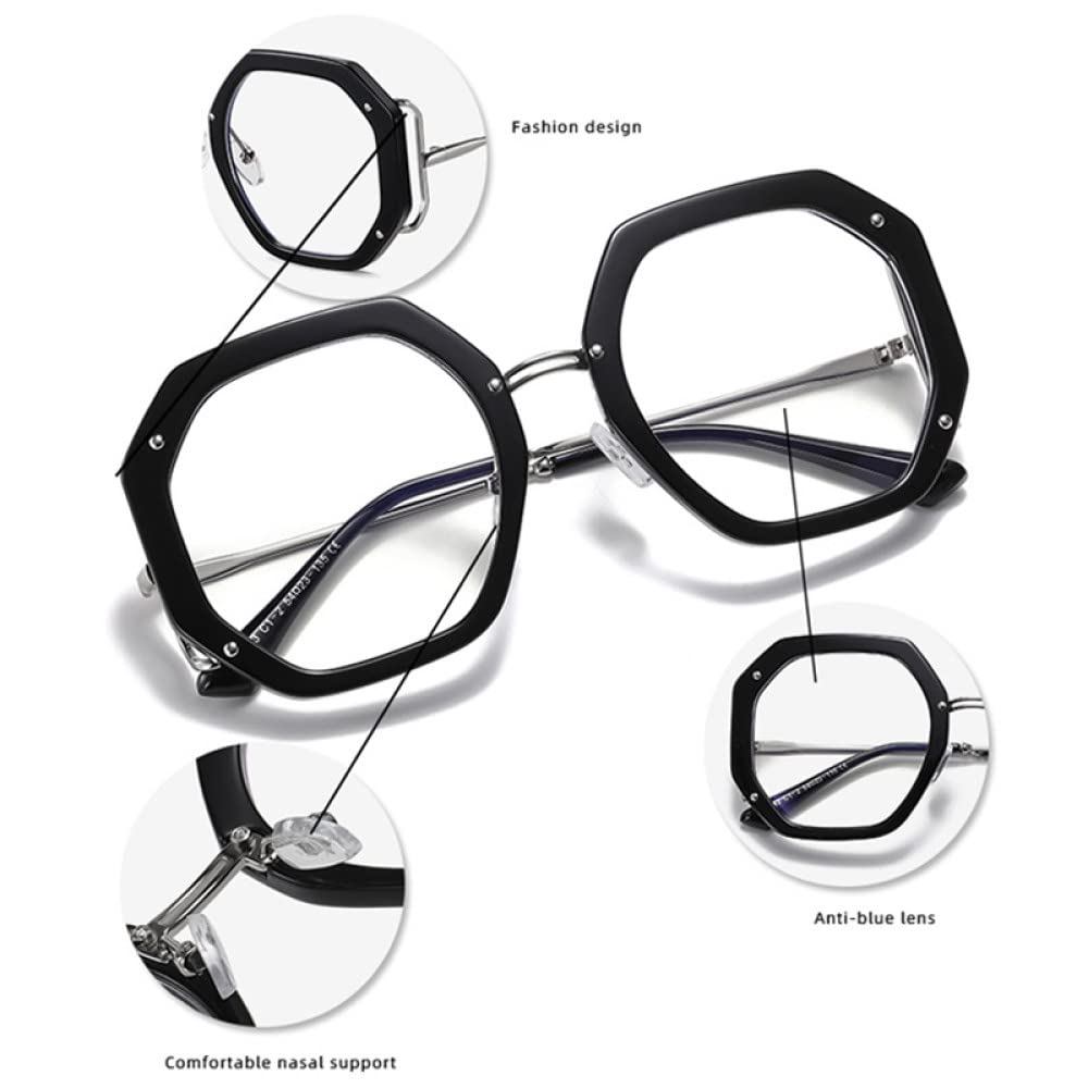 Retro Wielokąt Kwadratowe Kobiety Okulary Ramki Jasne Soczewki Okulary Zawias Wiosna Mężczyźni Okulary Ramki