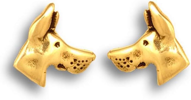 14k Gold Great Dane Post Earrings - Handcrafted Big Dog Studs