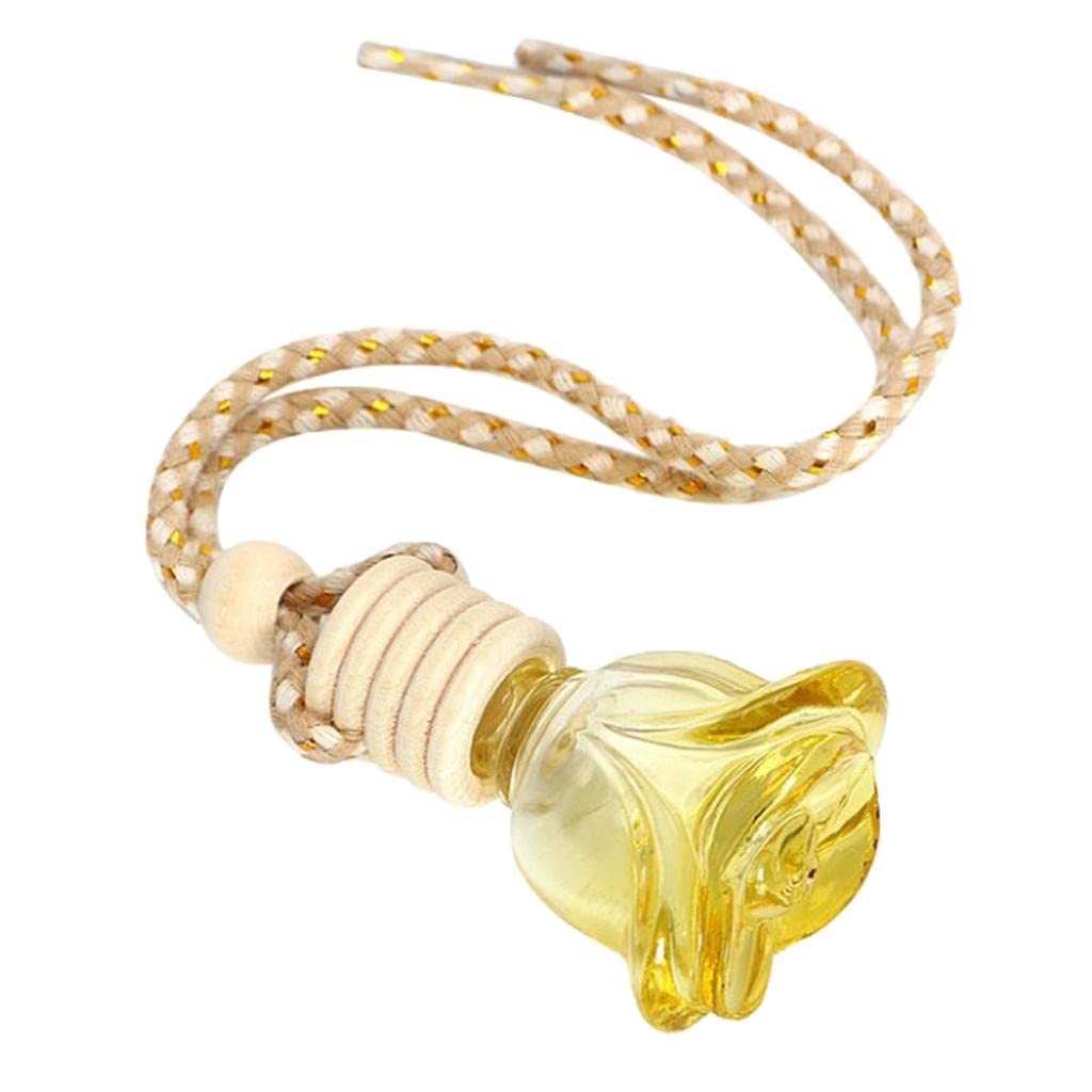 ATORSE™ Rosebud Flower Shape Car Hanging Perfume Bottle Air Freshener Bottle Yellow-image-17